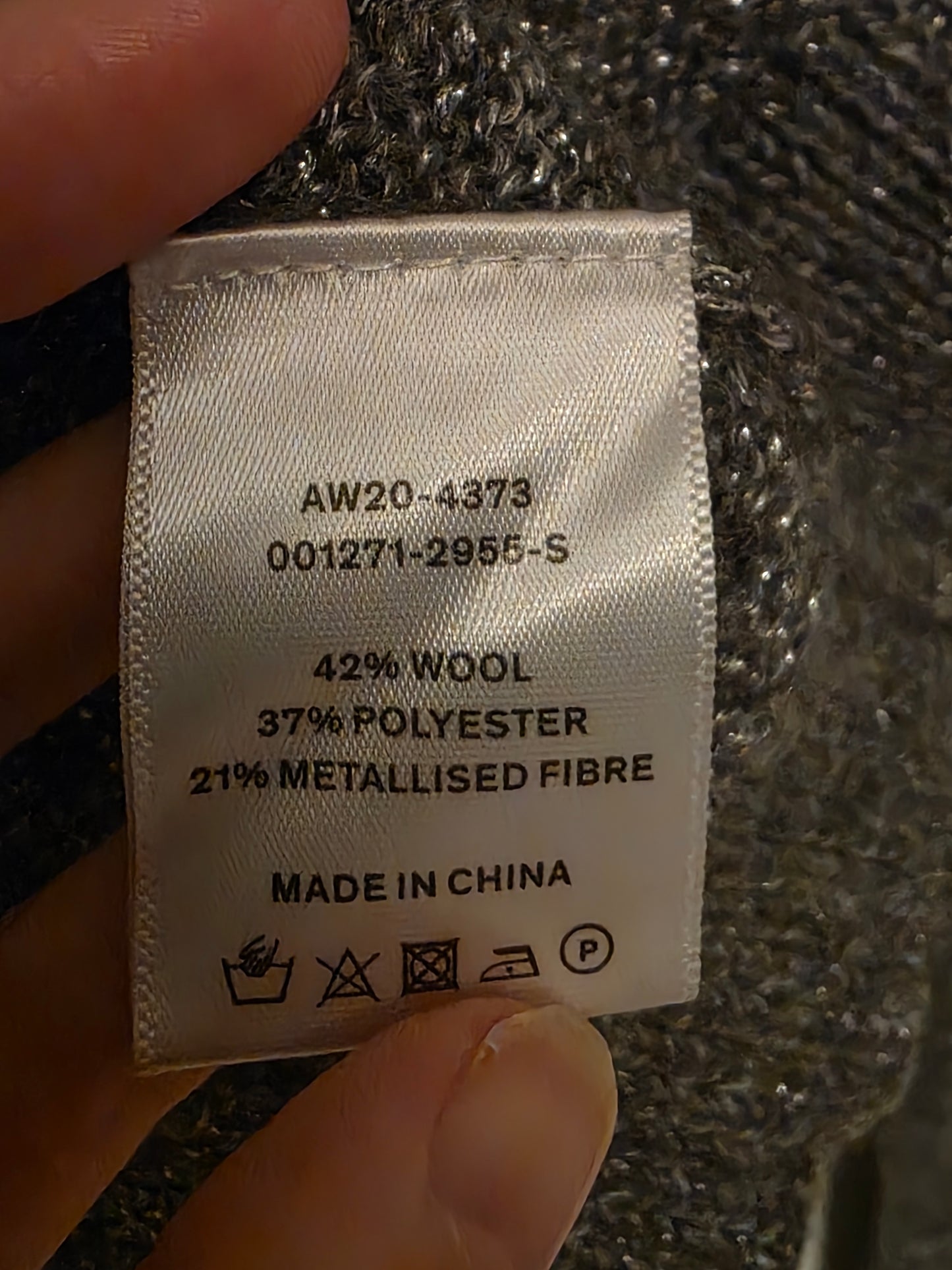 Grey Low Back Long Sleeved Hush Knitted Wool Blend Jumper Small