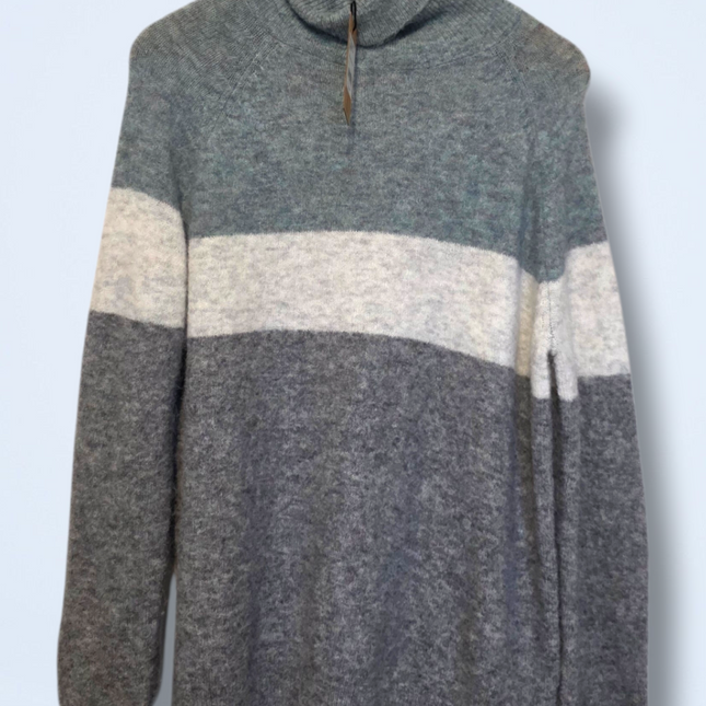 New Grey Marl Duck Egg Maeve Roll Neck Wool Blend Jumper