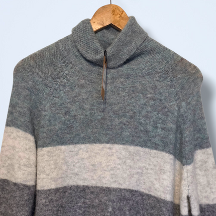 New Grey Marl Duck Egg Maeve Roll Neck Wool Blend Jumper