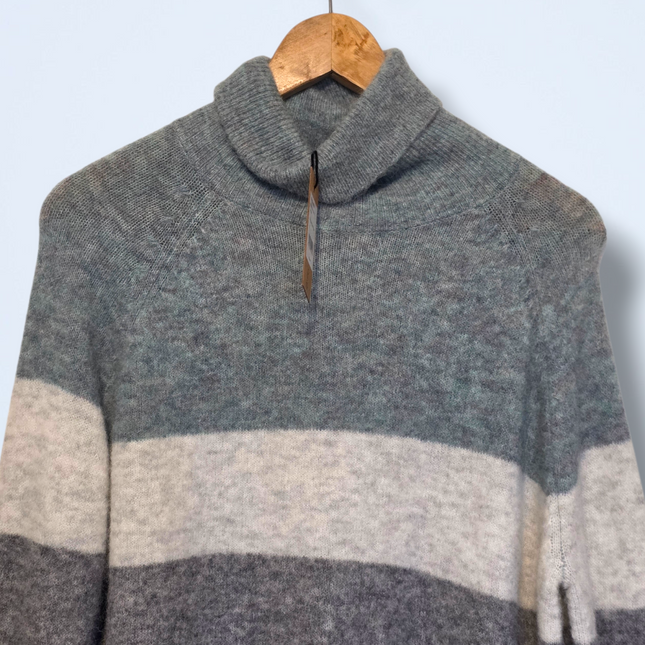 New Grey Marl Duck Egg Maeve Roll Neck Wool Blend Jumper