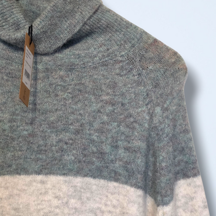 New Grey Marl Duck Egg Maeve Roll Neck Wool Blend Jumper