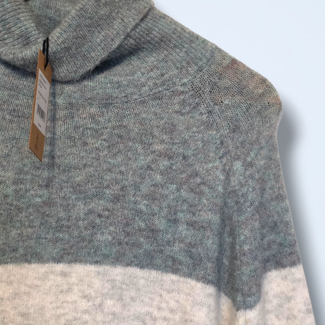 New Grey Marl Duck Egg Maeve Roll Neck Wool Blend Jumper