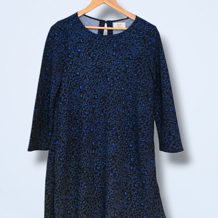 Hush UK 10 Blue & Black ¾ Sleeved Shift Dress Polyester
