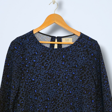 Hush UK 10 Blue & Black ¾ Sleeved Shift Dress Polyester