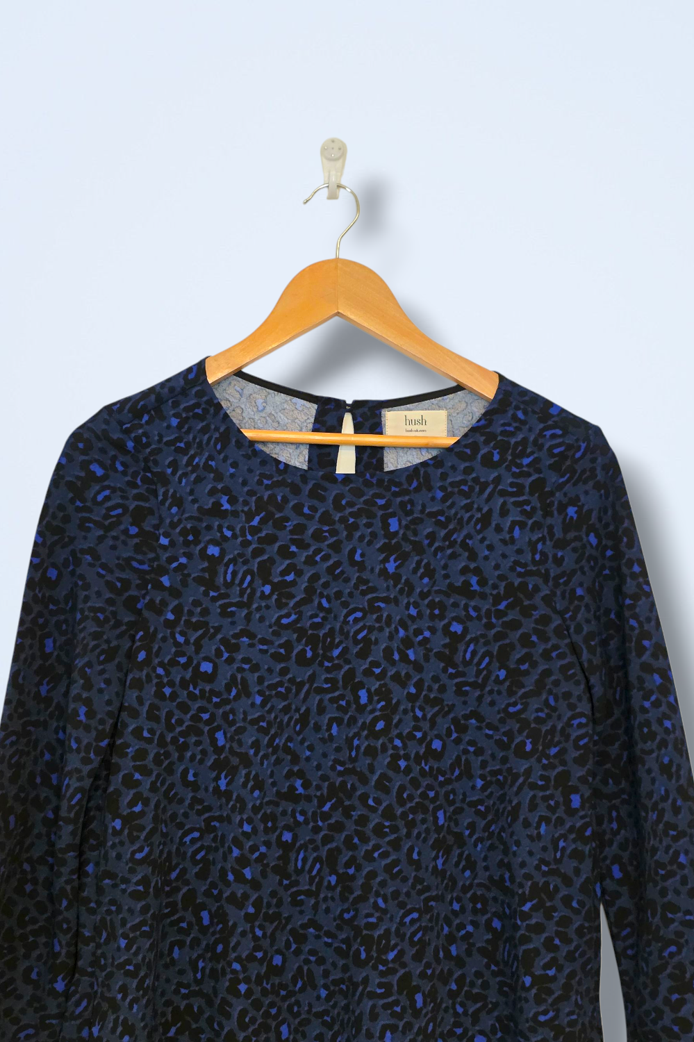 Hush UK 10 Blue & Black ¾ Sleeved Shift Dress Polyester