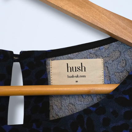 Hush UK 10 Blue & Black ¾ Sleeved Shift Dress Polyester