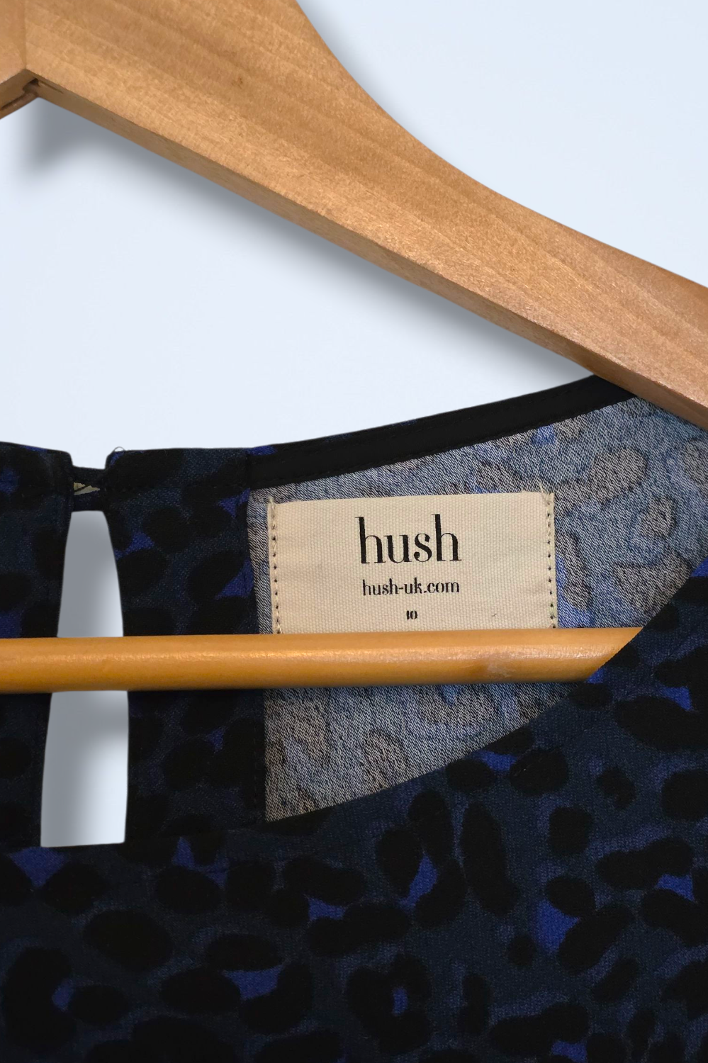 Hush UK 10 Blue & Black ¾ Sleeved Shift Dress Polyester