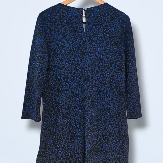 Hush UK 10 Blue & Black ¾ Sleeved Shift Dress Polyester
