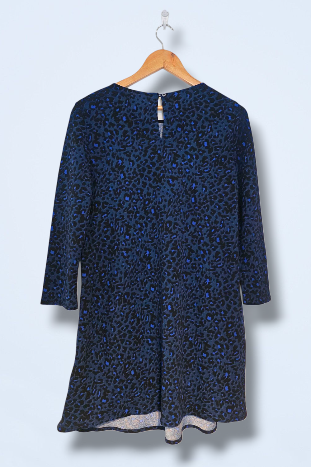 Hush UK 10 Blue & Black ¾ Sleeved Shift Dress Polyester
