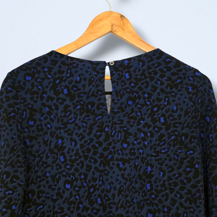 Hush UK 10 Blue & Black ¾ Sleeved Shift Dress Polyester