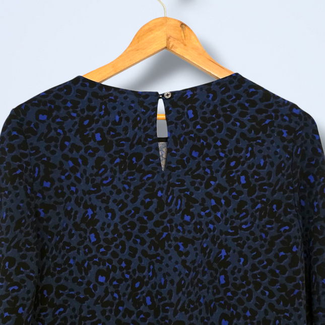 Hush UK 10 Blue & Black ¾ Sleeved Shift Dress Polyester