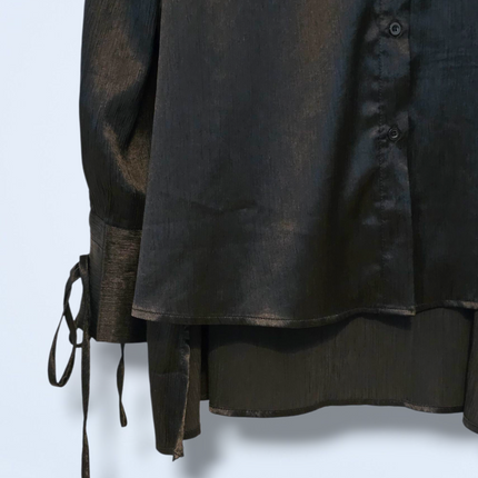 In The Style Black Crinkle Effect Satin Shirt UK 6 Oversized
