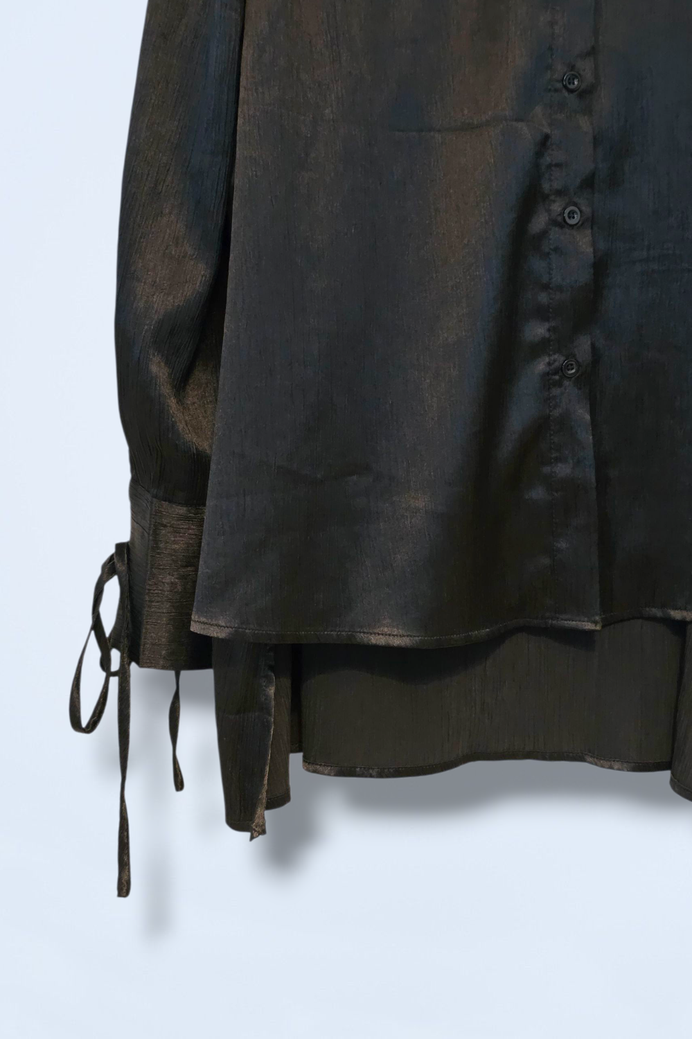 In The Style Black Crinkle Effect Satin Shirt UK 6 Oversized