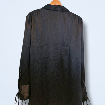 In The Style Black Crinkle Effect Satin Shirt UK 6 Oversized