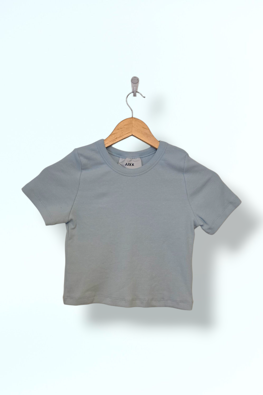 JJXX Pale Blue Cropped T-Shirt Size Medium New Cotton Blend