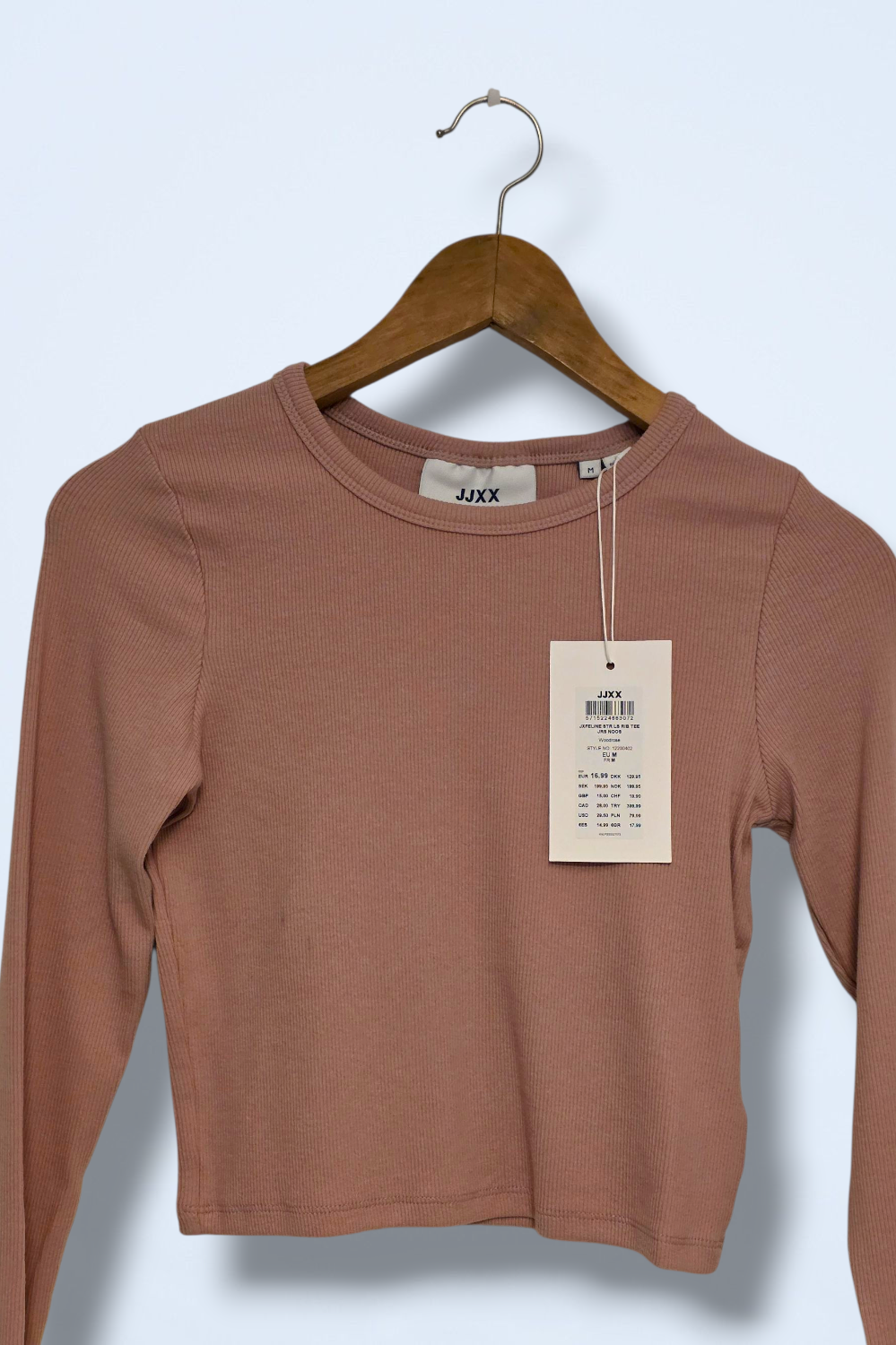 Dusky Pink Ribbed Crop Top Long-sleeved New Size Medium