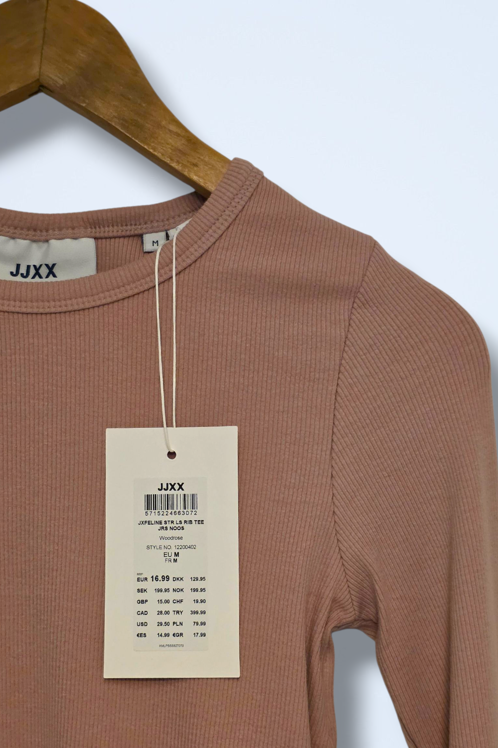 Dusky Pink Ribbed Crop Top Long-sleeved New Size Medium