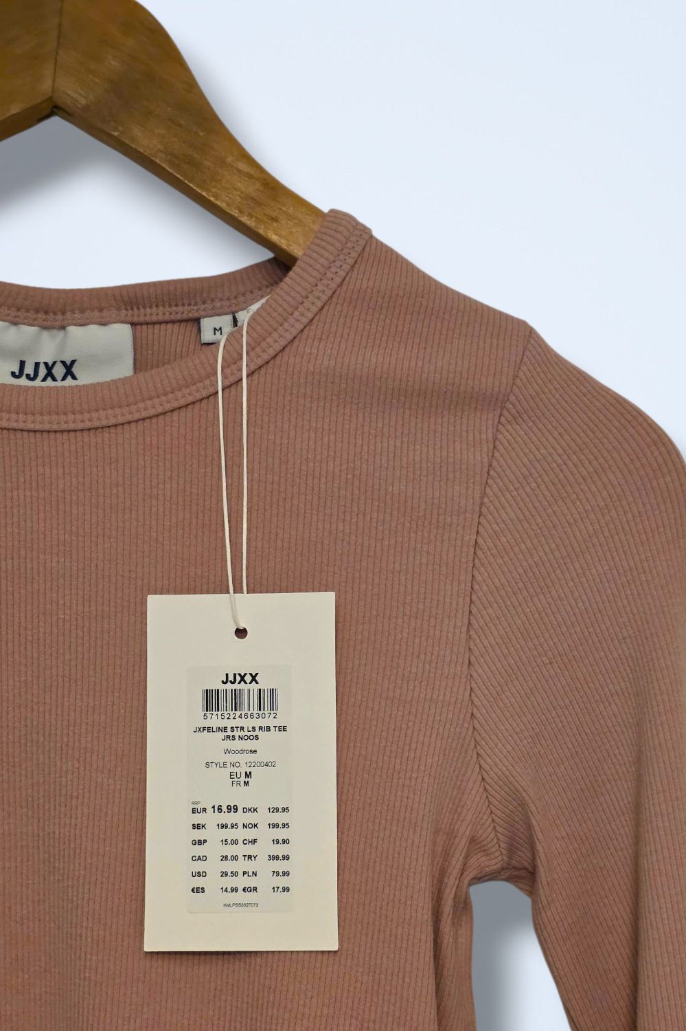 Dusky Pink Ribbed Crop Top Long-sleeved New Size Medium