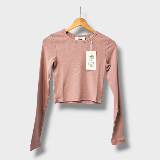 JJXX Pink Ribbed Cropped Top – Size M – NWT