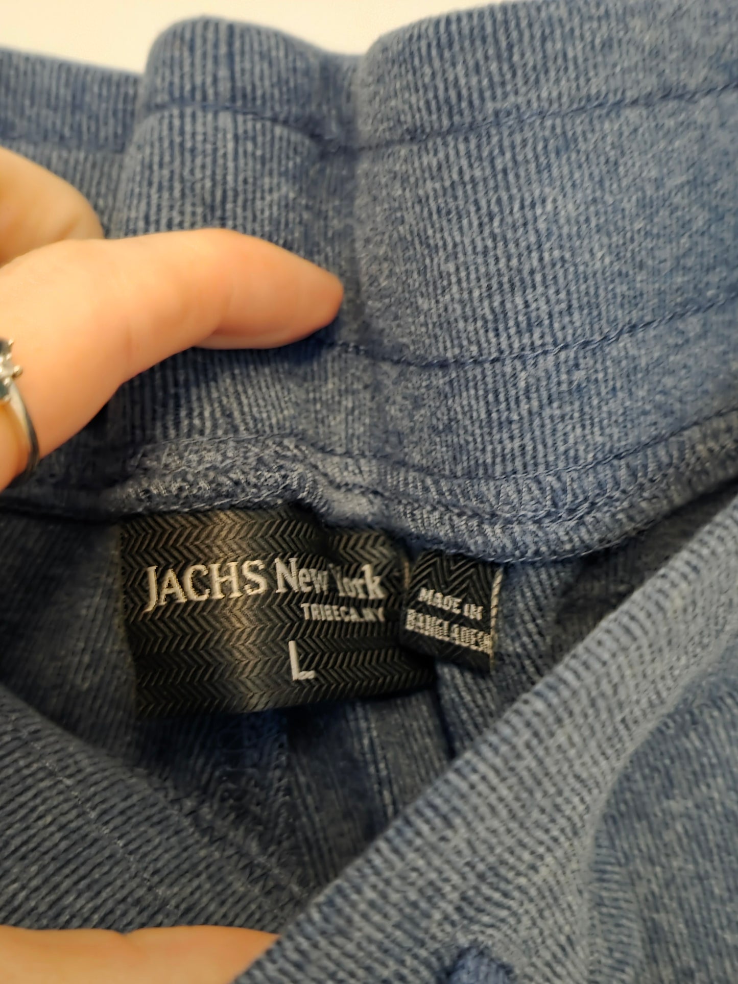 Men’s Dusky Blue Drawstring Cuffed Joggings Bottoms Large