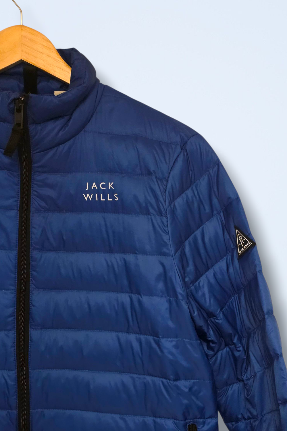Jack Wills Blue Quilted Coat Full Zip Size XS Down Filled