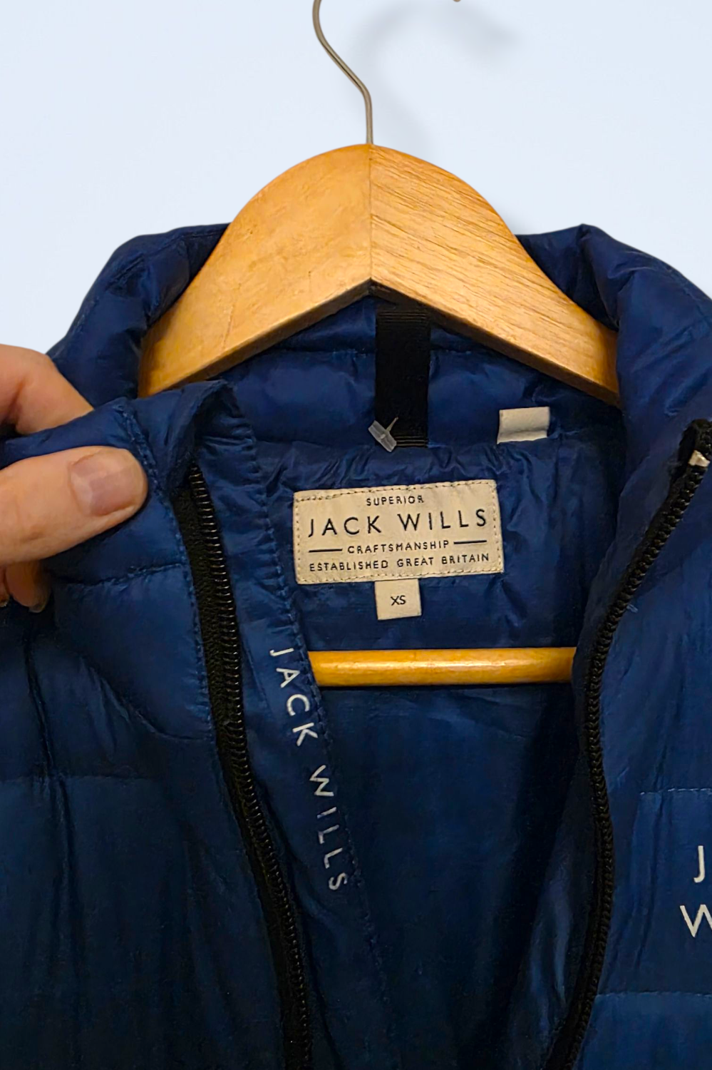 Jack Wills Blue Quilted Coat Full Zip Size XS Down Filled