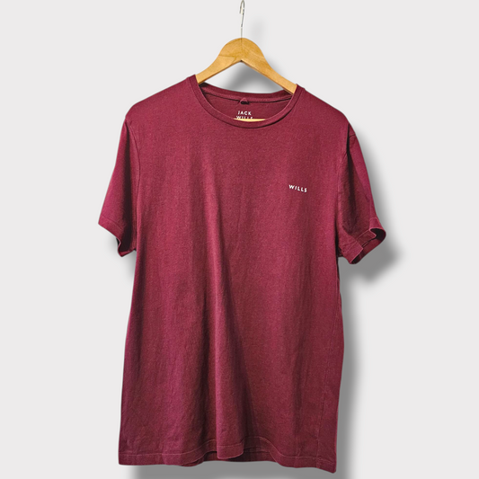Jack Wills Burgundy Casual T-Shirt – Size M – 100% Cotton – Short Sleeve