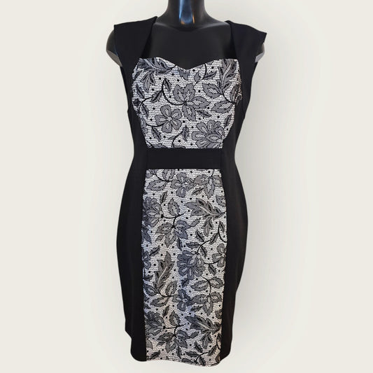 Jane Norman Y2K Dress | Black, Floral Print, UK 16