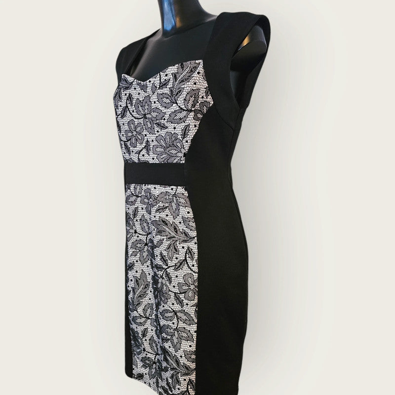 Jane Norman Y2K Dress | Black, Floral Print, UK 16