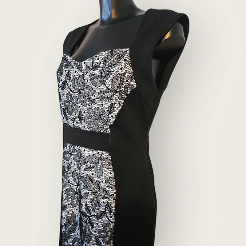 Jane Norman Y2K Dress | Black, Floral Print, UK 16