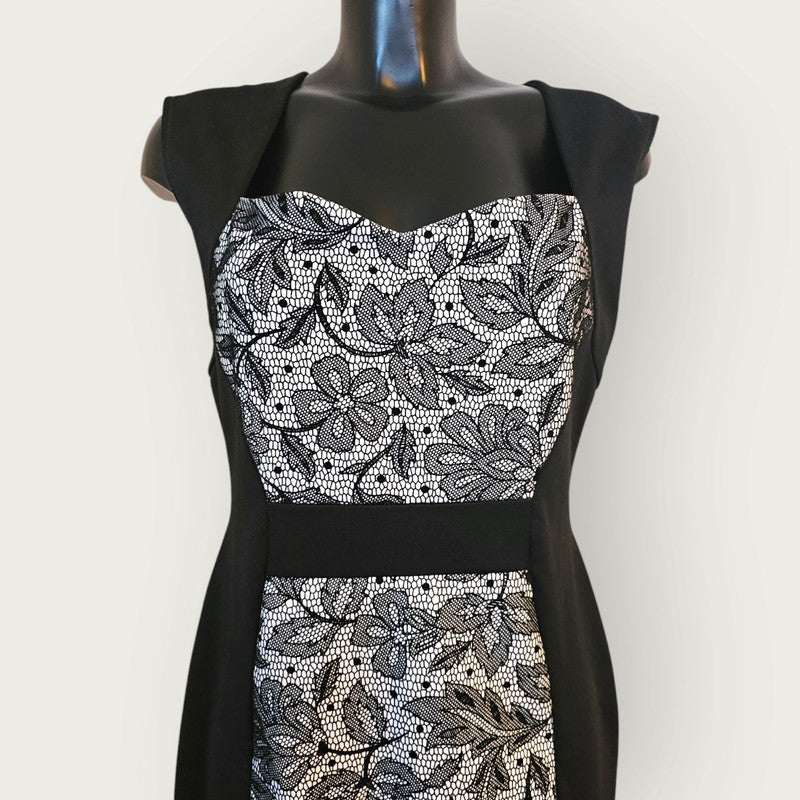 Jane Norman Y2K Dress | Black, Floral Print, UK 16