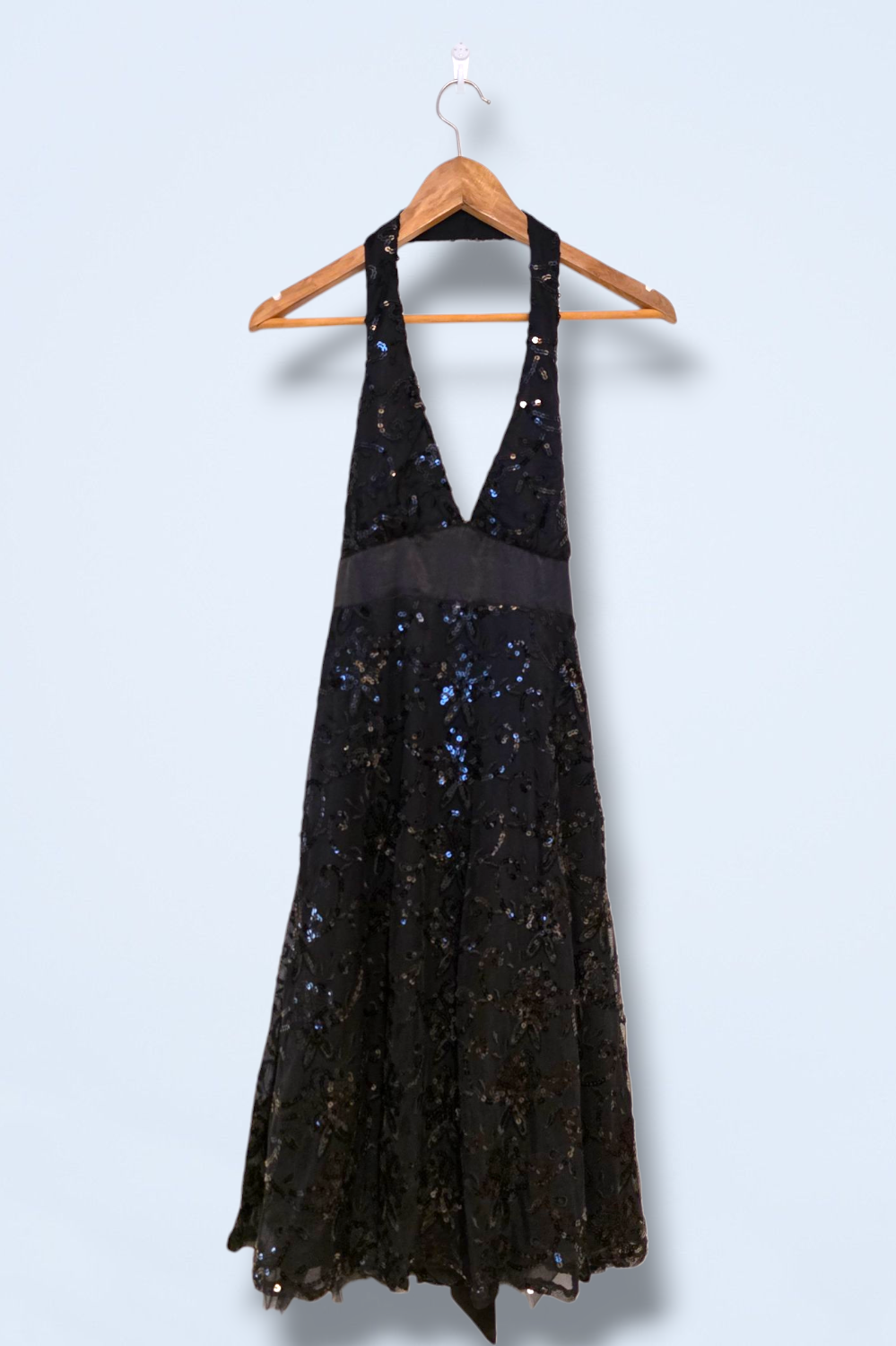 Black Halter Neck Floral Sequined Dress Jane Norman Size 10