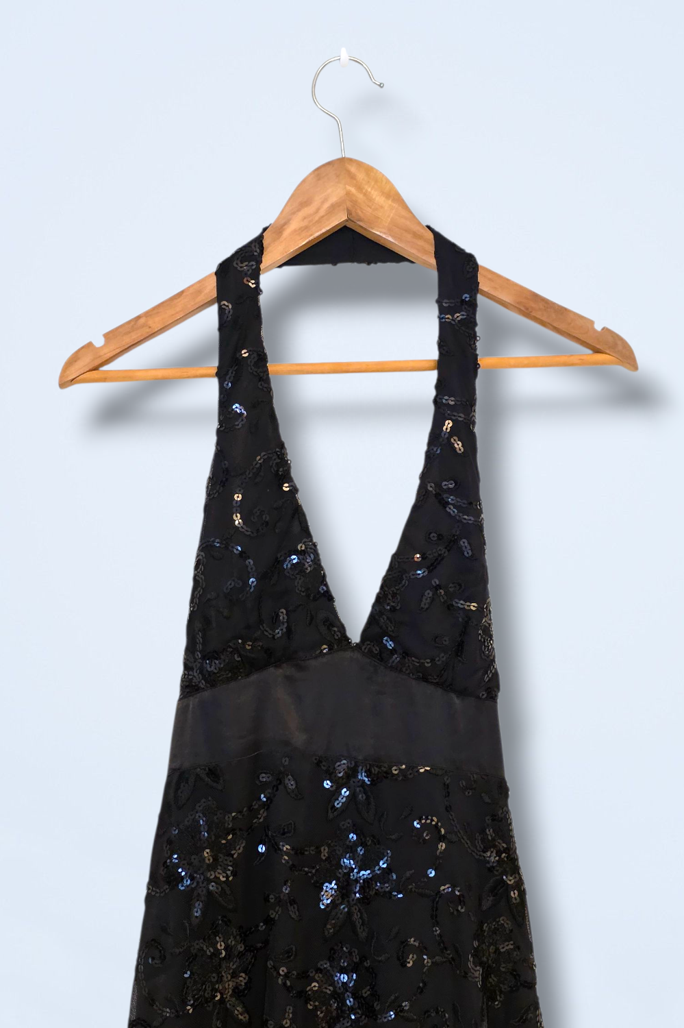 Black Halter Neck Floral Sequined Dress Jane Norman Size 10