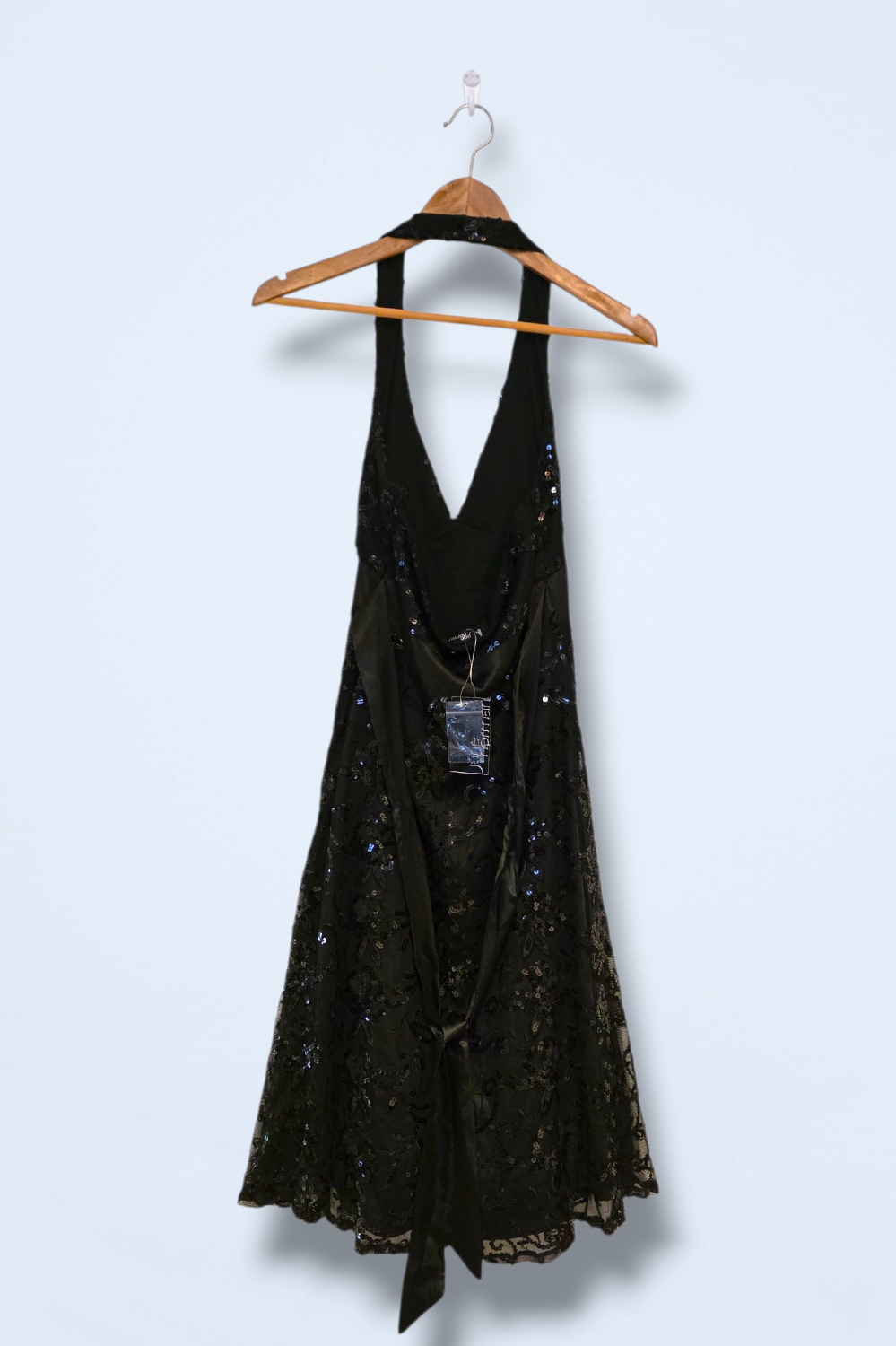 Black Halter Neck Floral Sequined Dress Jane Norman Size 10