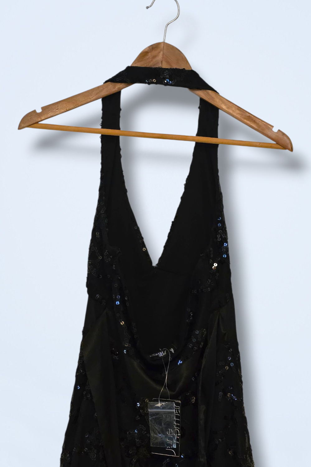 Black Halter Neck Floral Sequined Dress Jane Norman Size 10