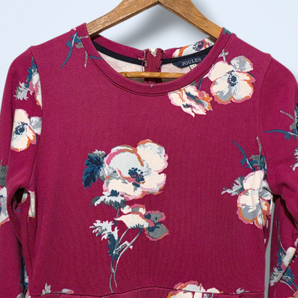 Joules Floral Cotton Jersey Dress – UK 10 – Long Sleeve – Heavyweight