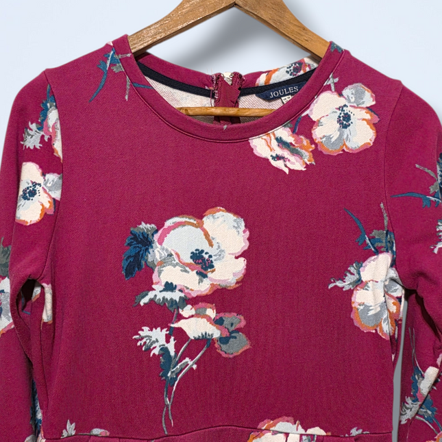 Joules Floral Cotton Jersey Dress – UK 10 – Long Sleeve – Heavyweight