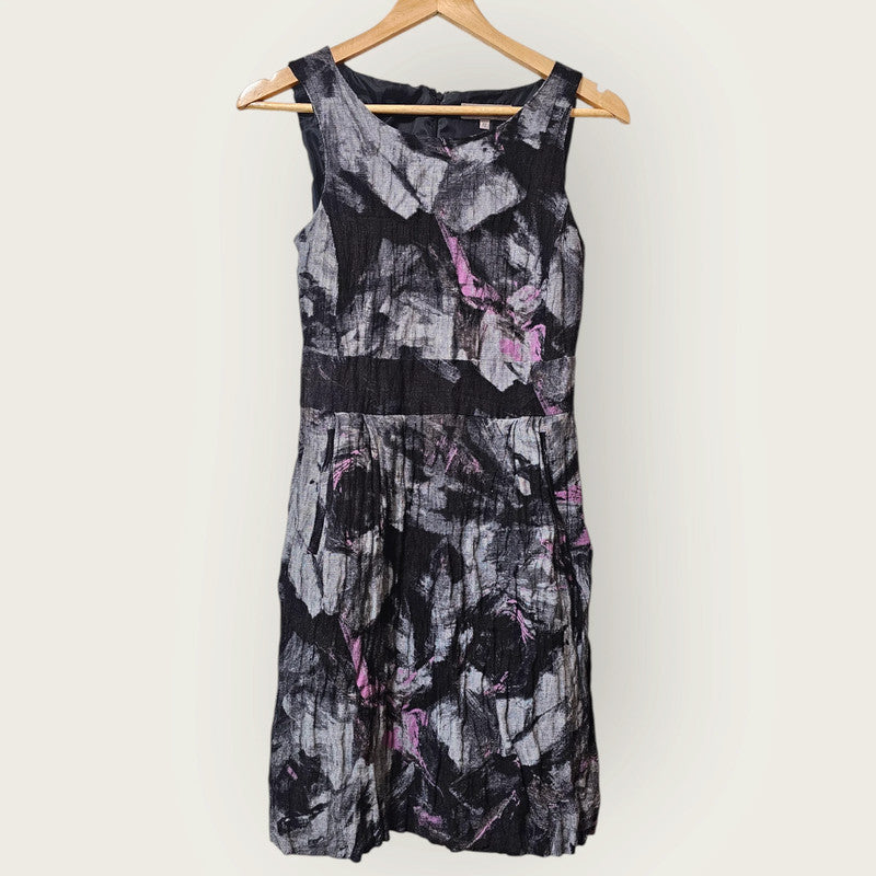 Kew Black & Purple Crinkled Dress UK 12