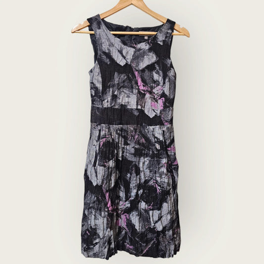 Kew Black & Purple Crinkled Dress UK 12