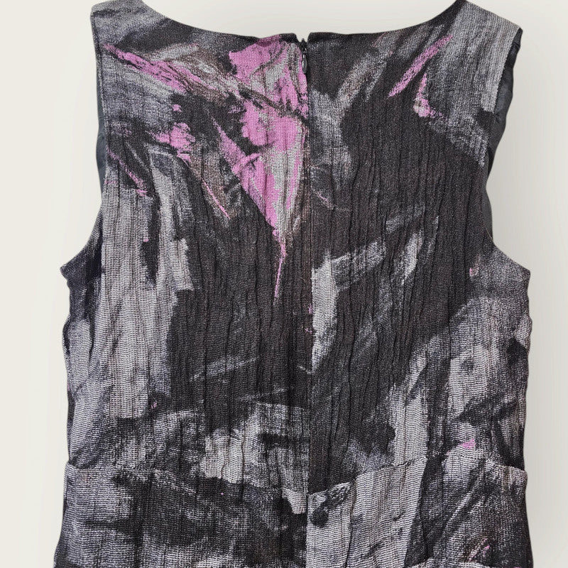 Kew Black & Purple Crinkled Dress UK 12