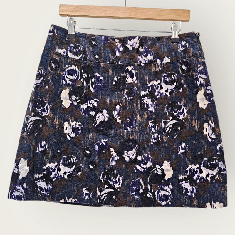 Kew Short A-Line Printed Skirt – Multi-coloured – Size UK 12