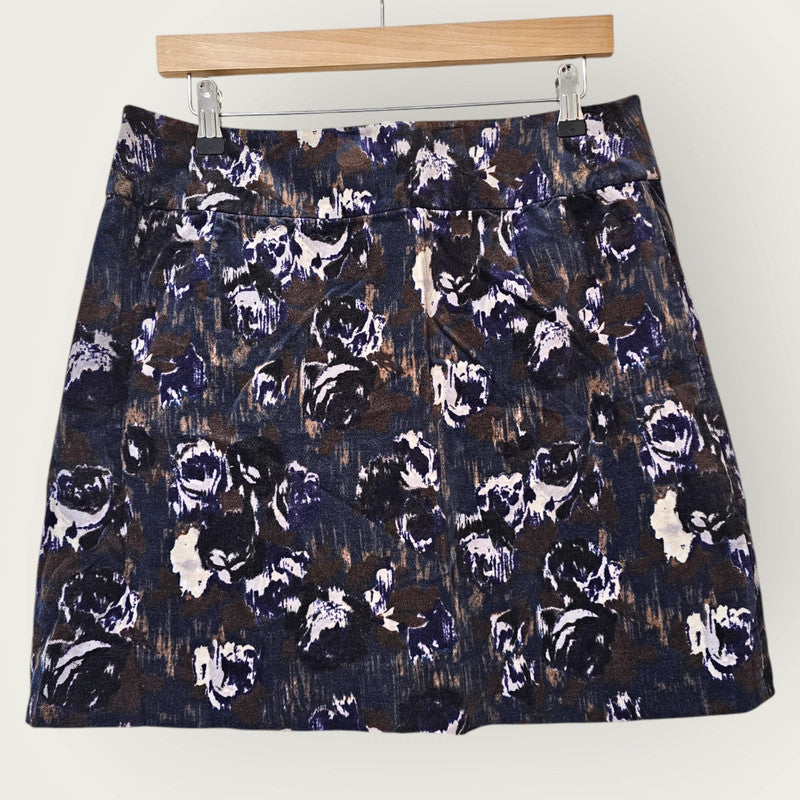 Kew Short A-Line Printed Skirt – Multi-coloured – Size UK 12