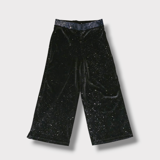 George Girls' Black Glitter Wide-Leg Trousers – Age 8-9 – Sparkle Party Style