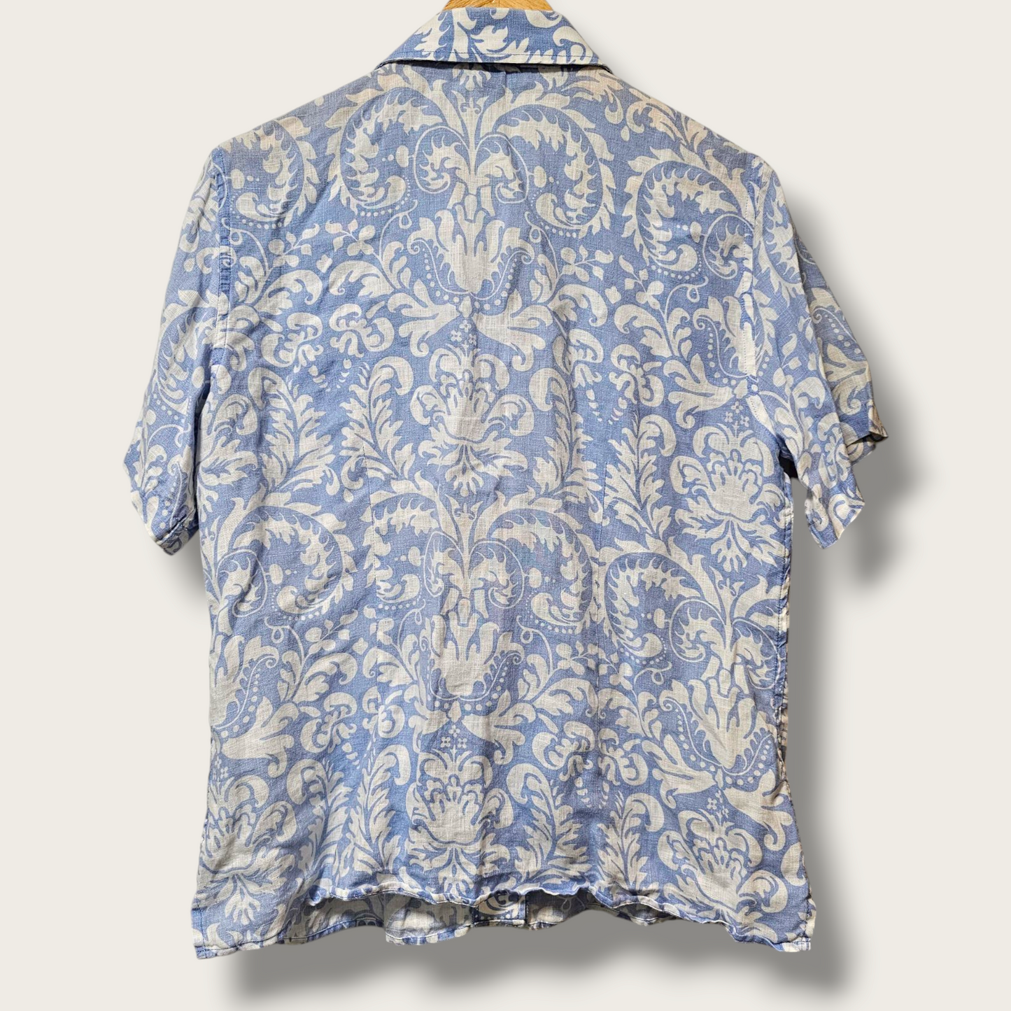 Lands' End Pale Blue & White Floral Shirt UK 10 - 12