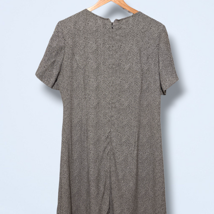 Vintage 90s Laura Ashley Brown & White Shift Dress UK 16