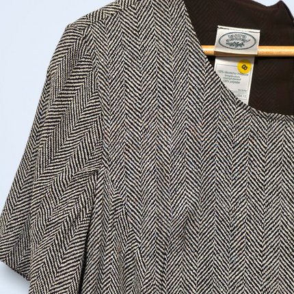 Vintage 90s Laura Ashley Brown & White Shift Dress UK 16