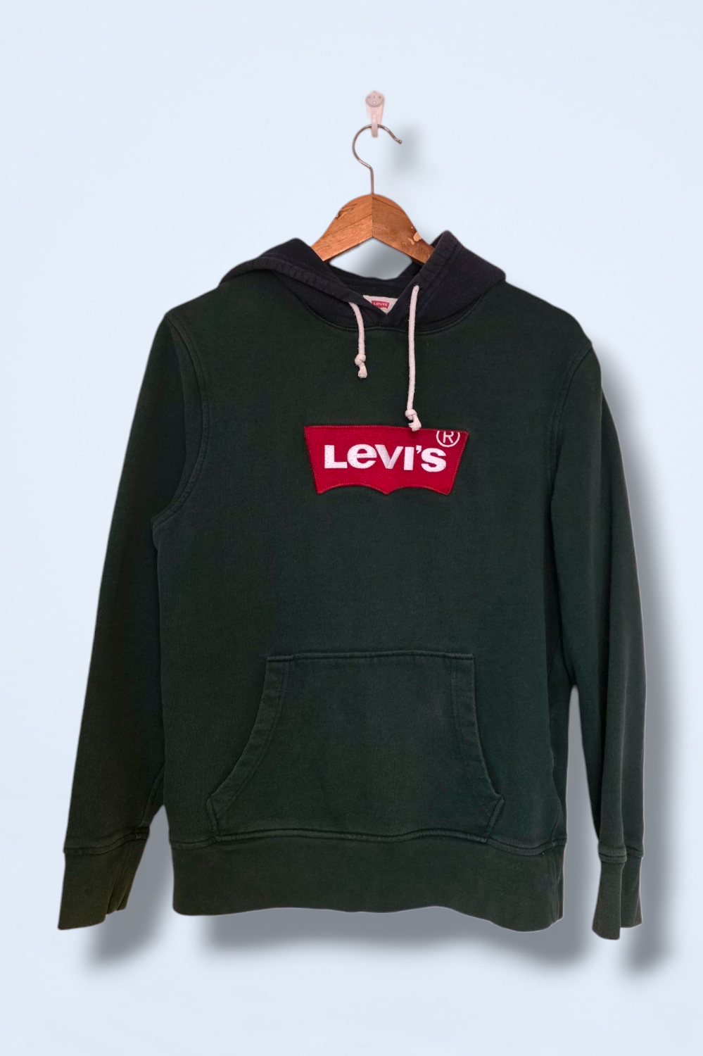 Dark Green Hooded Jumper with Navy Detail & Levi Logo Small