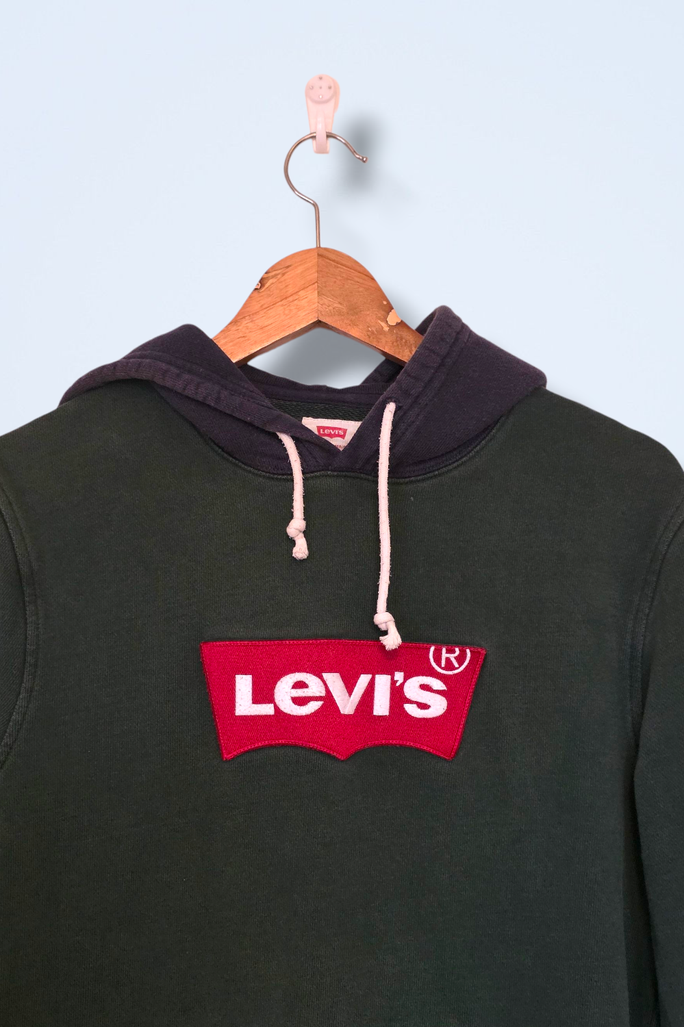 Dark Green Hooded Jumper with Navy Detail & Levi Logo Small