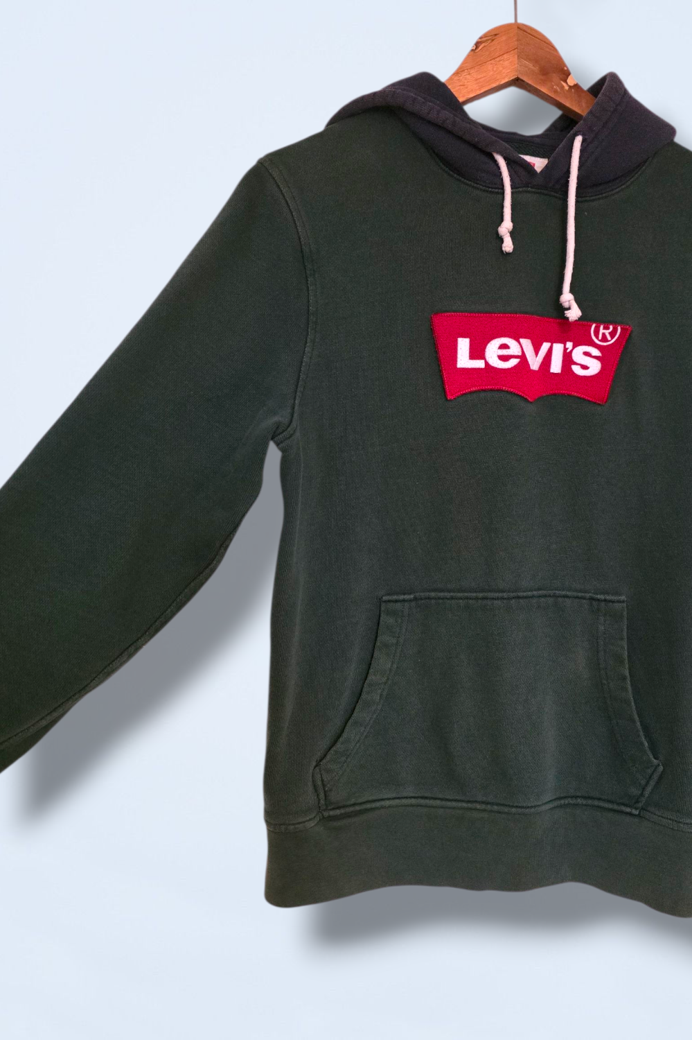 Dark Green Hooded Jumper with Navy Detail & Levi Logo Small