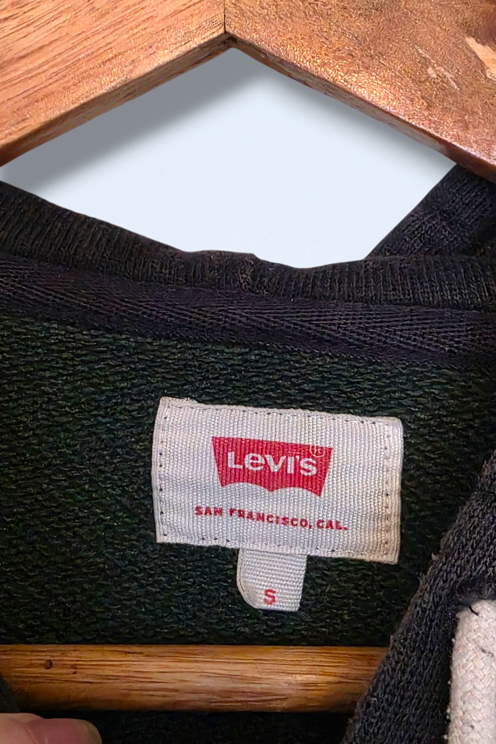 Dark Green Hooded Jumper with Navy Detail & Levi Logo Small